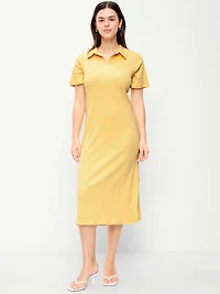 Short-Sleeve Polo Midi Dress