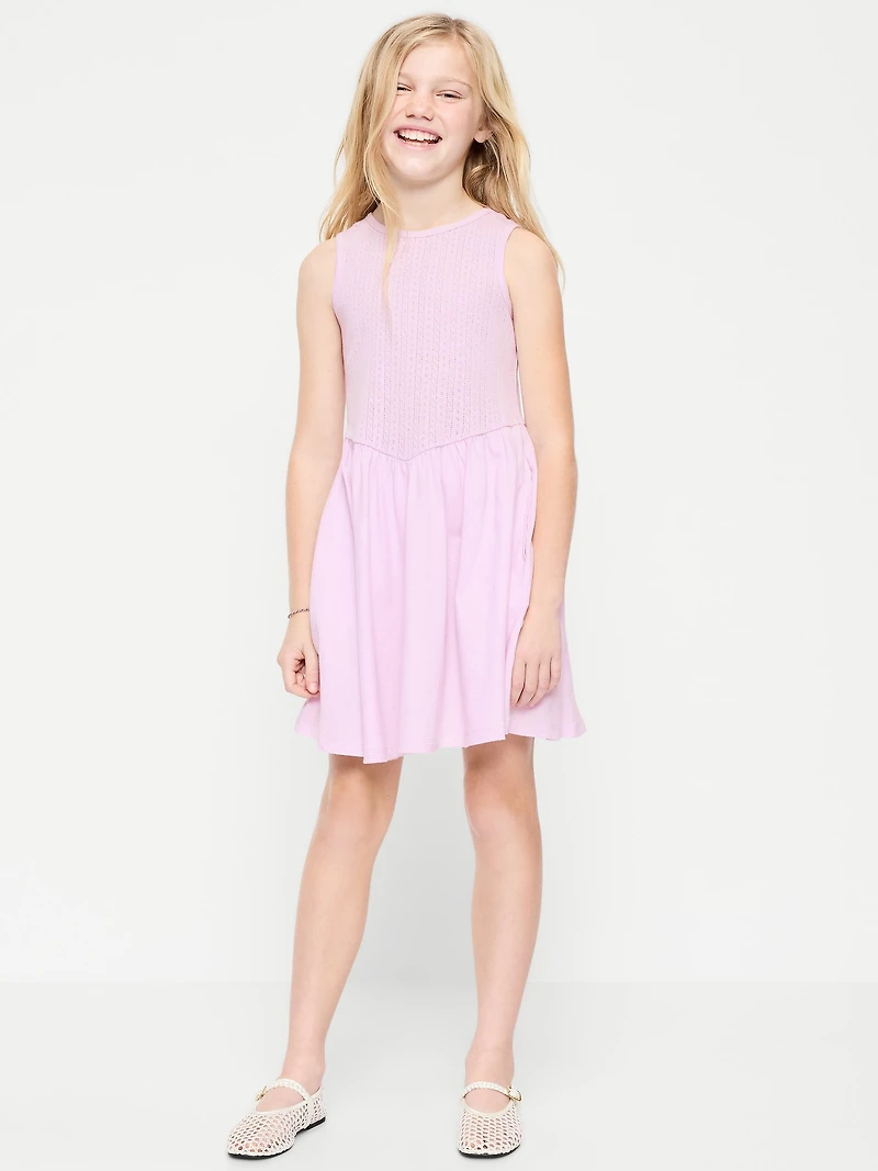 Sleeveless Fit and Flare Dress & Biker Shorts Set for Girls