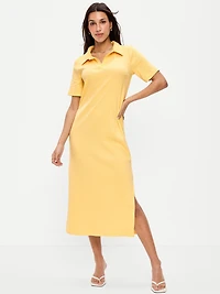 Short-Sleeve Polo Midi Dress
