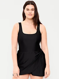 Matte Side-Tie Swim Dress