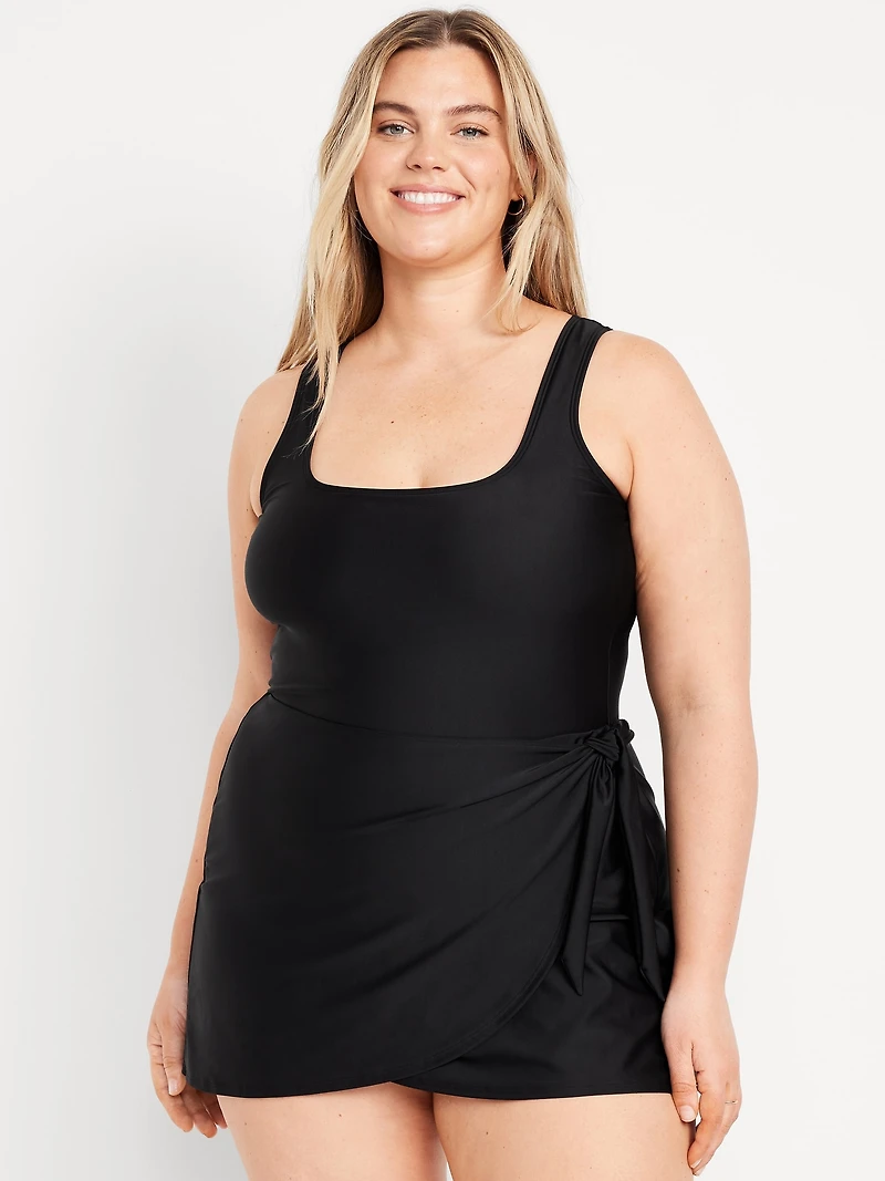Matte Side-Tie Swim Dress