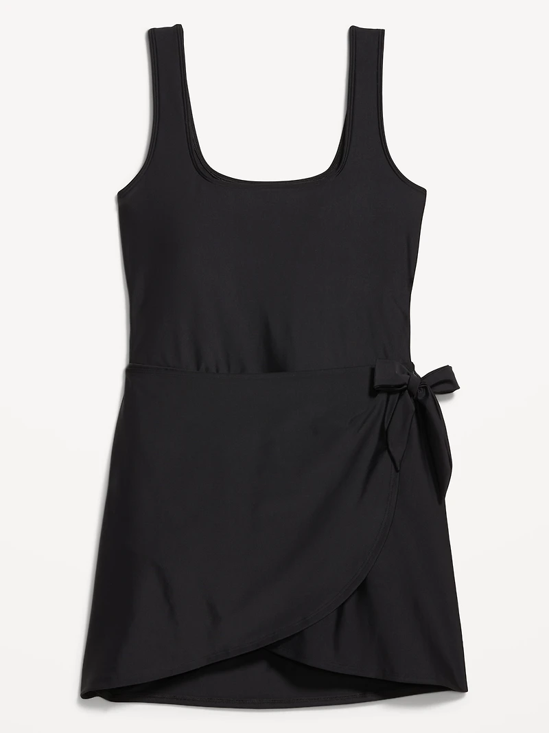 Matte Side-Tie Swim Dress