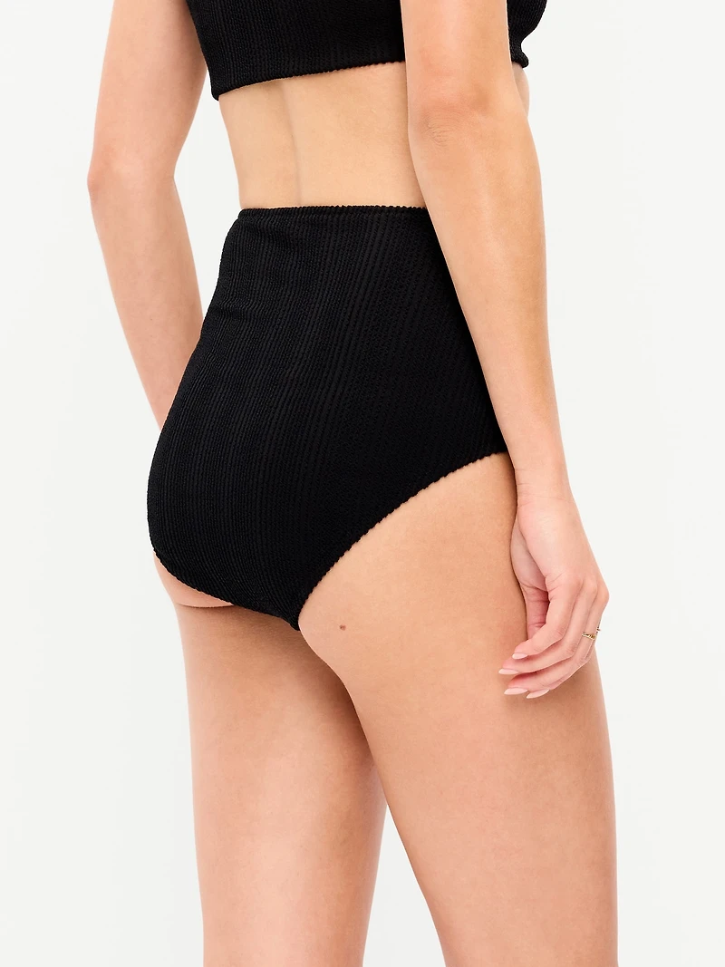 High-Waisted Ribbed Bikini Swim Bottoms