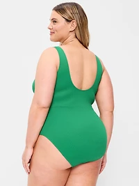 Textured One-Piece Cut-Out Swimsuit