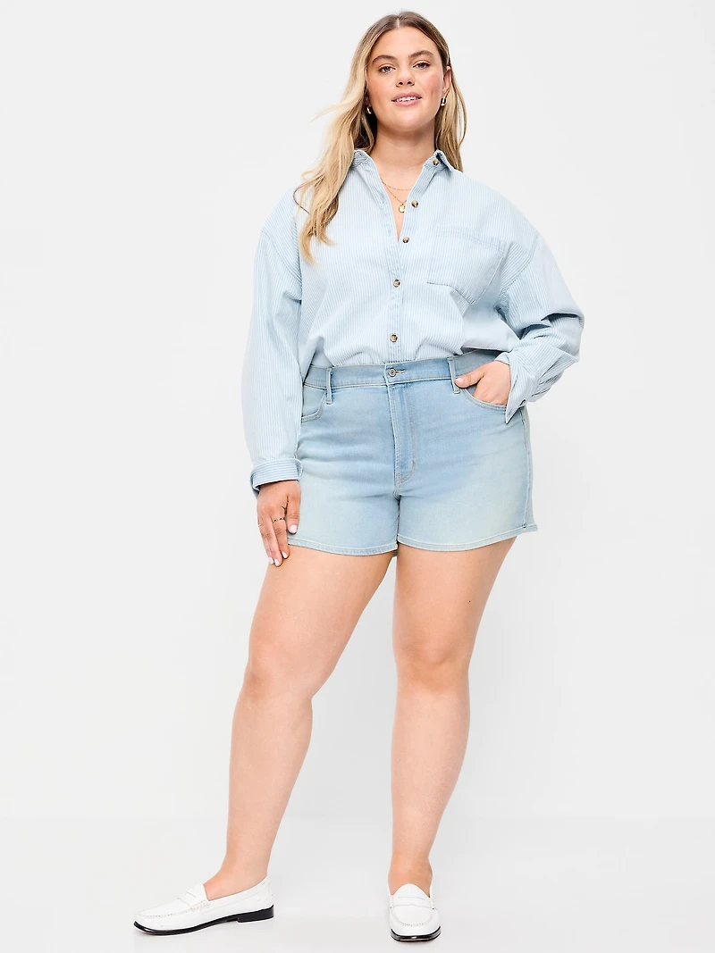 High-Waisted Wow Baggy Jean Shorts -- 4-inch inseam