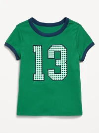 Fitted Short-Sleeve Ribbed Graphic Ringer T-Shirt for Girls