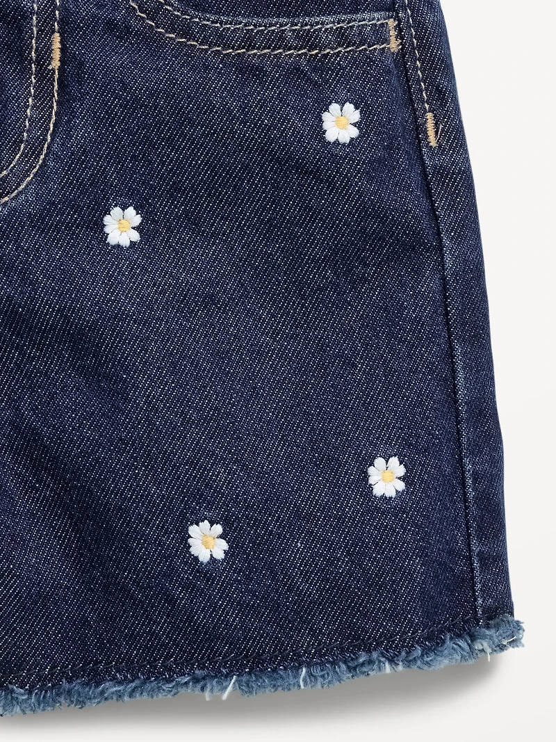 Embroidered Frayed-Hem Jean Shorts for Toddler Girls
