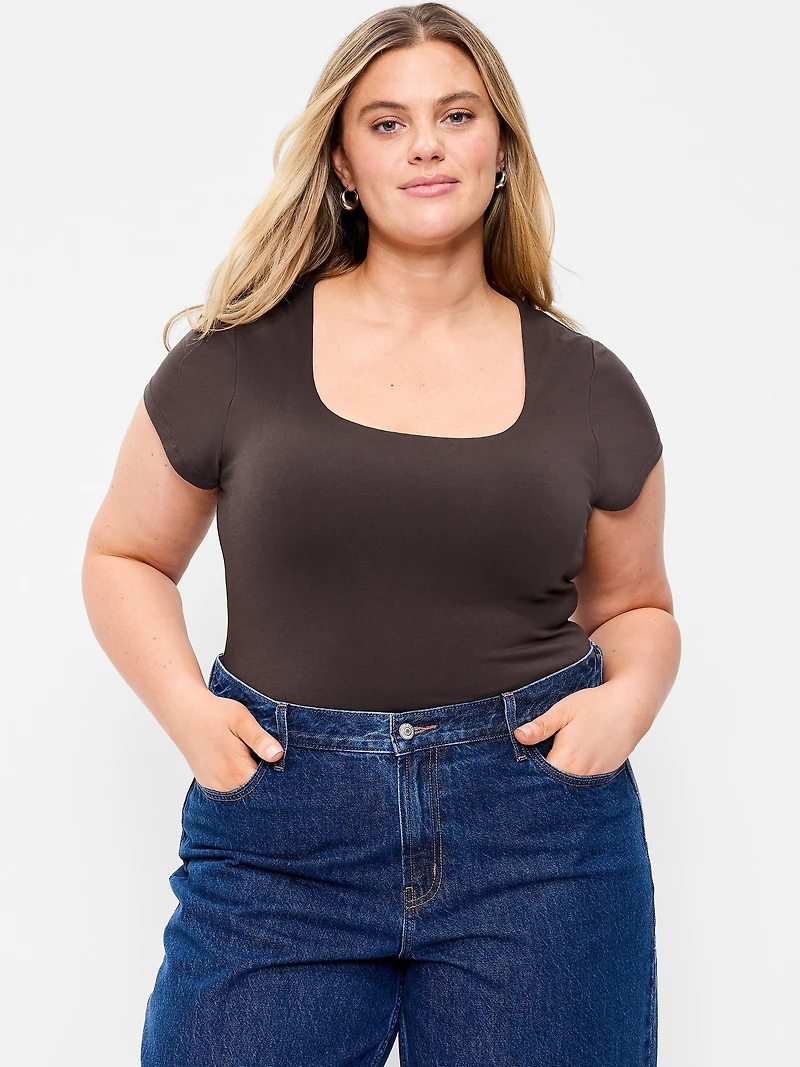 Hug Double-Layer Scoop-Neck Top