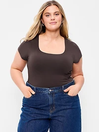 Hug Double-Layer Scoop-Neck Top