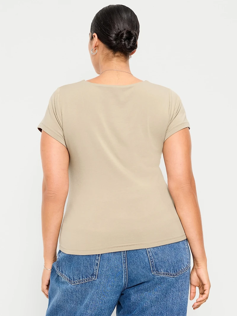 Hug Double-Layer Scoop-Neck Top