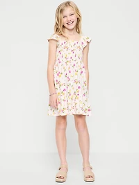 Printed Fit and Flare Smocked Dress for Girls