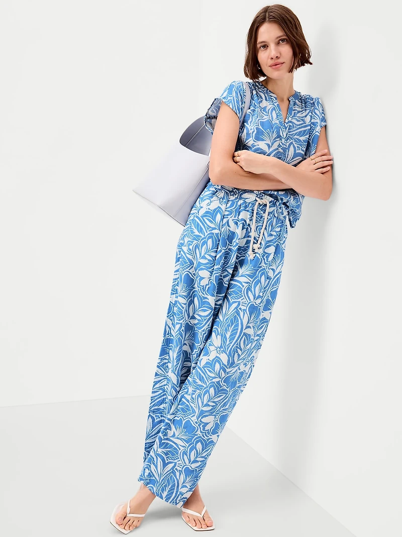 Short-Sleeve Crinkle Gauze Popover Top