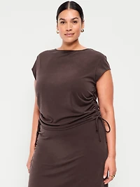 Cap-Sleeve Shirred Side Top