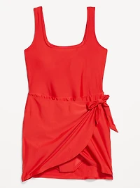 Matte Side-Tie Swim Dress
