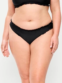 Mid-Rise Ruffle Trim Swim Bottoms