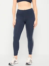 High-Waisted PowerChill Side-Striped 7/8 Cotton Leggings
