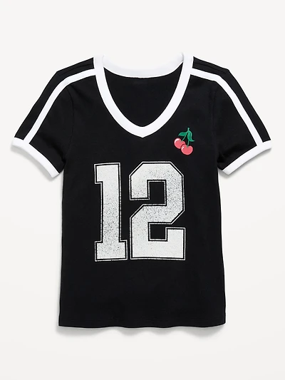 Fitted Short-Sleeve Graphic T-Shirt for Girls