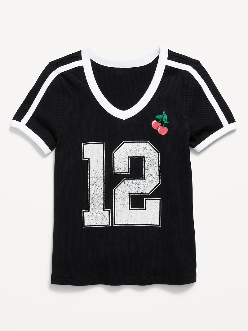 Fitted Short-Sleeve Graphic T-Shirt for Girls