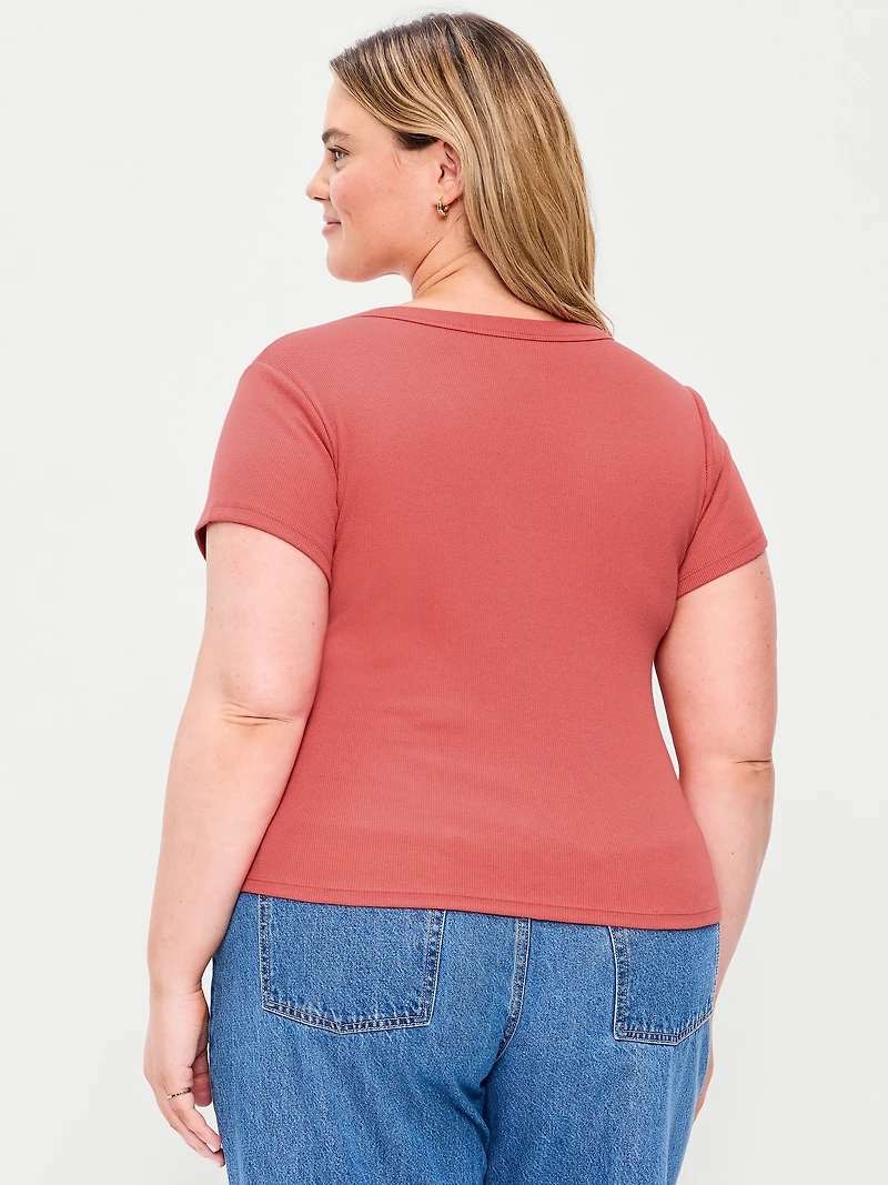 Snug V-Neck Crop T-Shirt