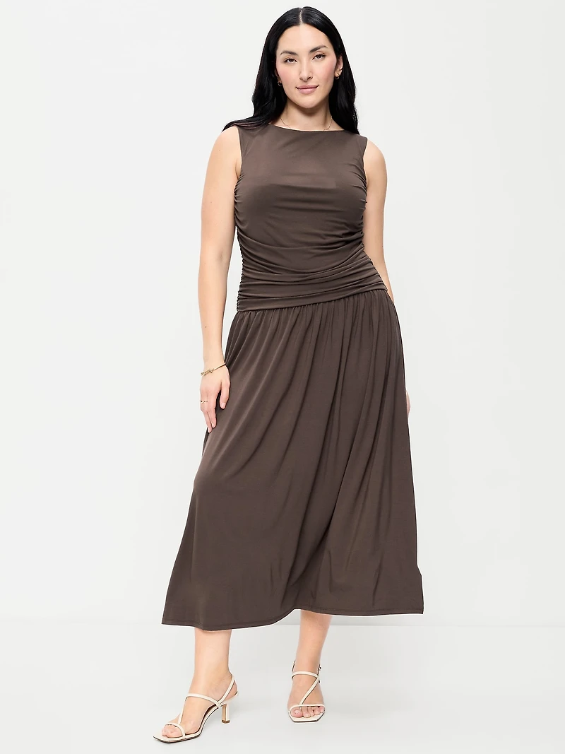 Fit & Flare Drop-Waist Maxi Dress