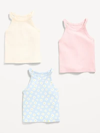 Fitted Halter Tank Tops 3-Pack for Toddler Girls