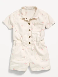Short-Sleeve Utility Romper for Toddler Girls