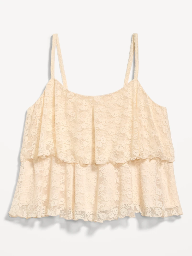 Sleeveless Tiered Lace Ruffle Top