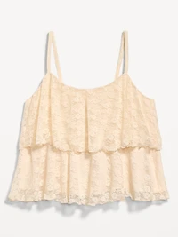 Sleeveless Tiered Lace Ruffle Top
