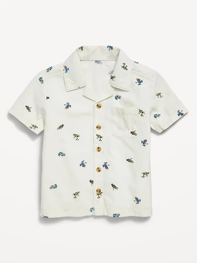 Printed Crinkle Pocket Shirt for Toddler Boys