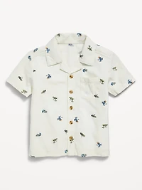 Printed Crinkle Pocket Shirt for Toddler Boys