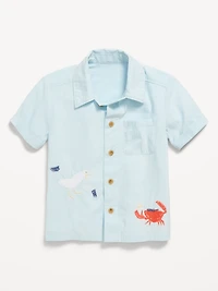 Short-Sleeve Embroidered Shirt for Toddler Boys
