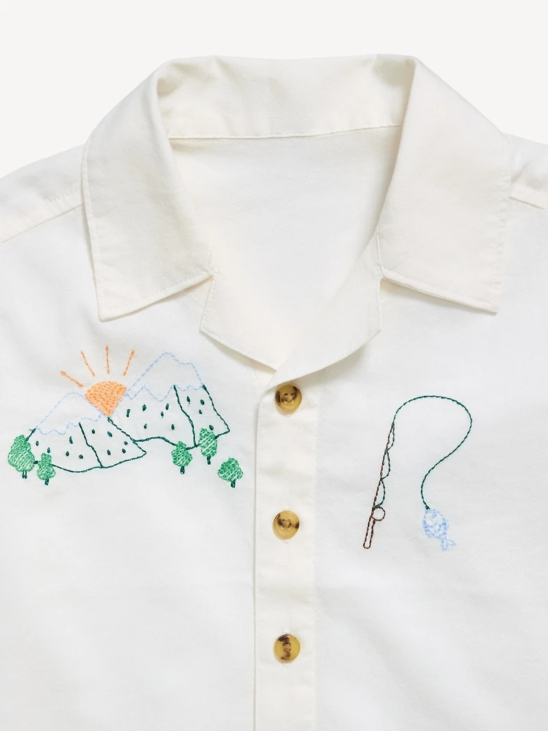 Short-Sleeve Embroidered Shirt for Toddler Boys