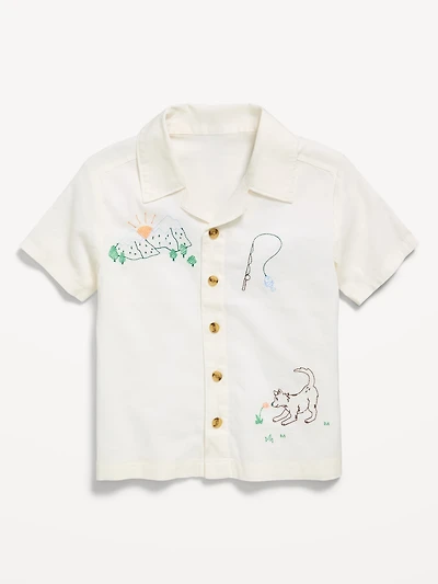 Short-Sleeve Embroidered Shirt for Toddler Boys