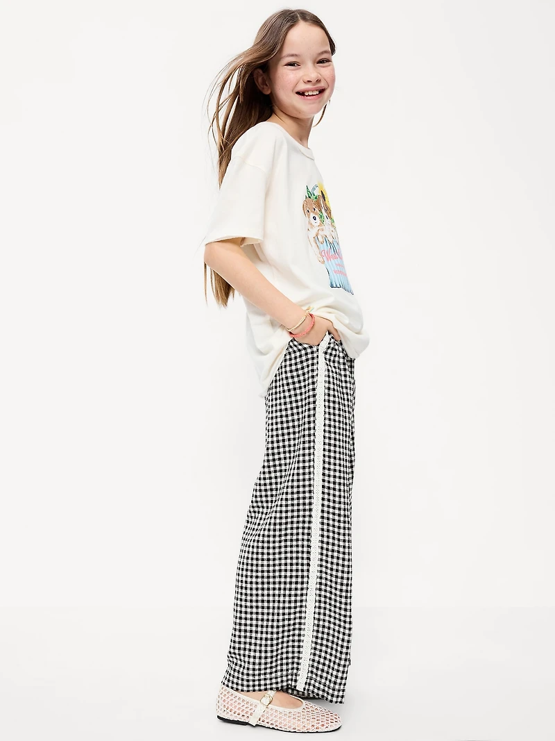 Lace-Trim Linen-Blend Pants for Girls
