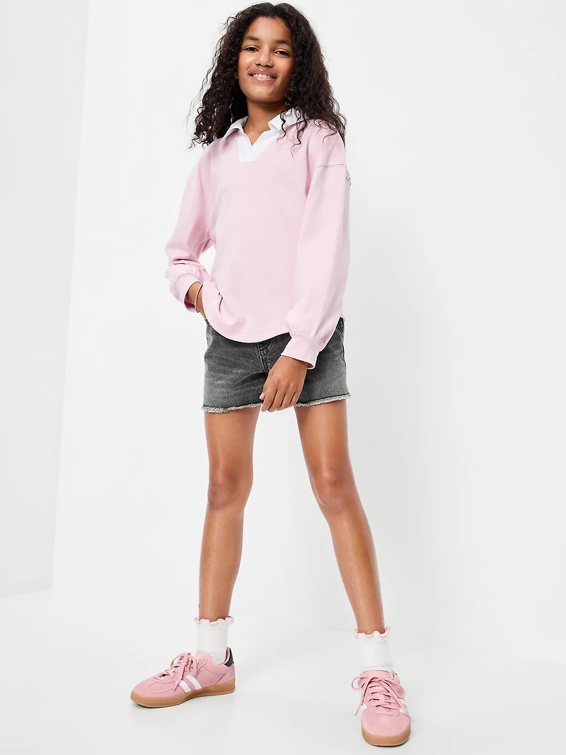 High-Waisted Frayed-Hem Jean Shorts for Girls