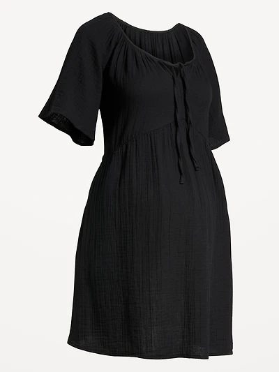 Maternity Flutter-Sleeve Mini Dress