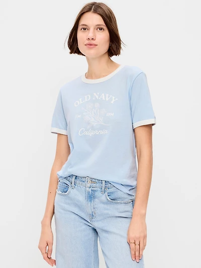 EveryWear Crew-Neck Logo-Graphic Ringer T-Shirt