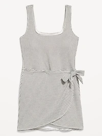 Pique Side-Tie Swim Dress
