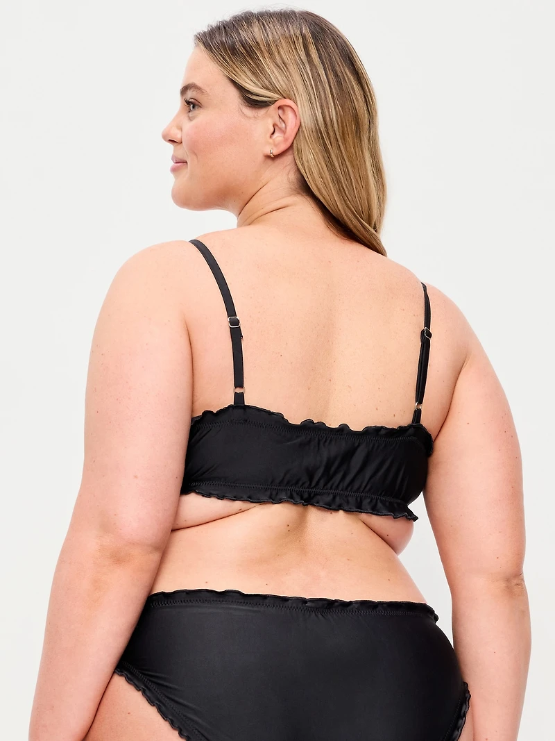 Scoop-Neck Ruffle Swim Top