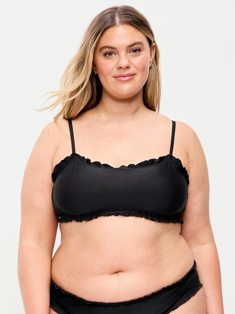 Scoop-Neck Ruffle Swim Top