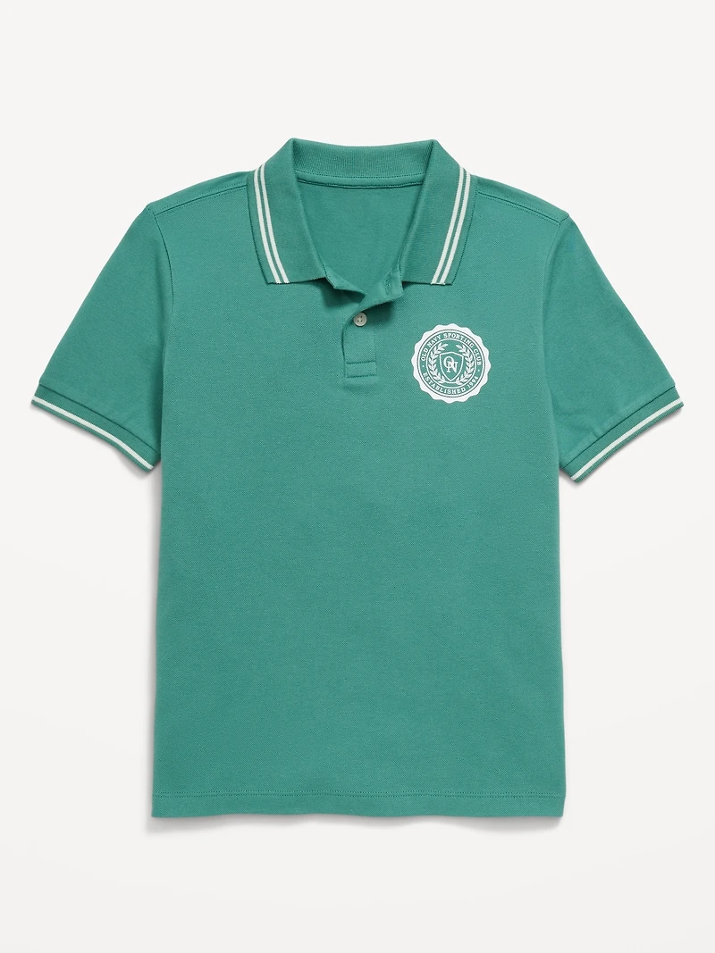 Short-Sleeve Pique Graphic Polo Shirt for Boys