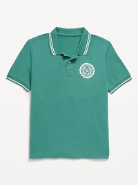 Short-Sleeve Pique Graphic Polo Shirt for Boys