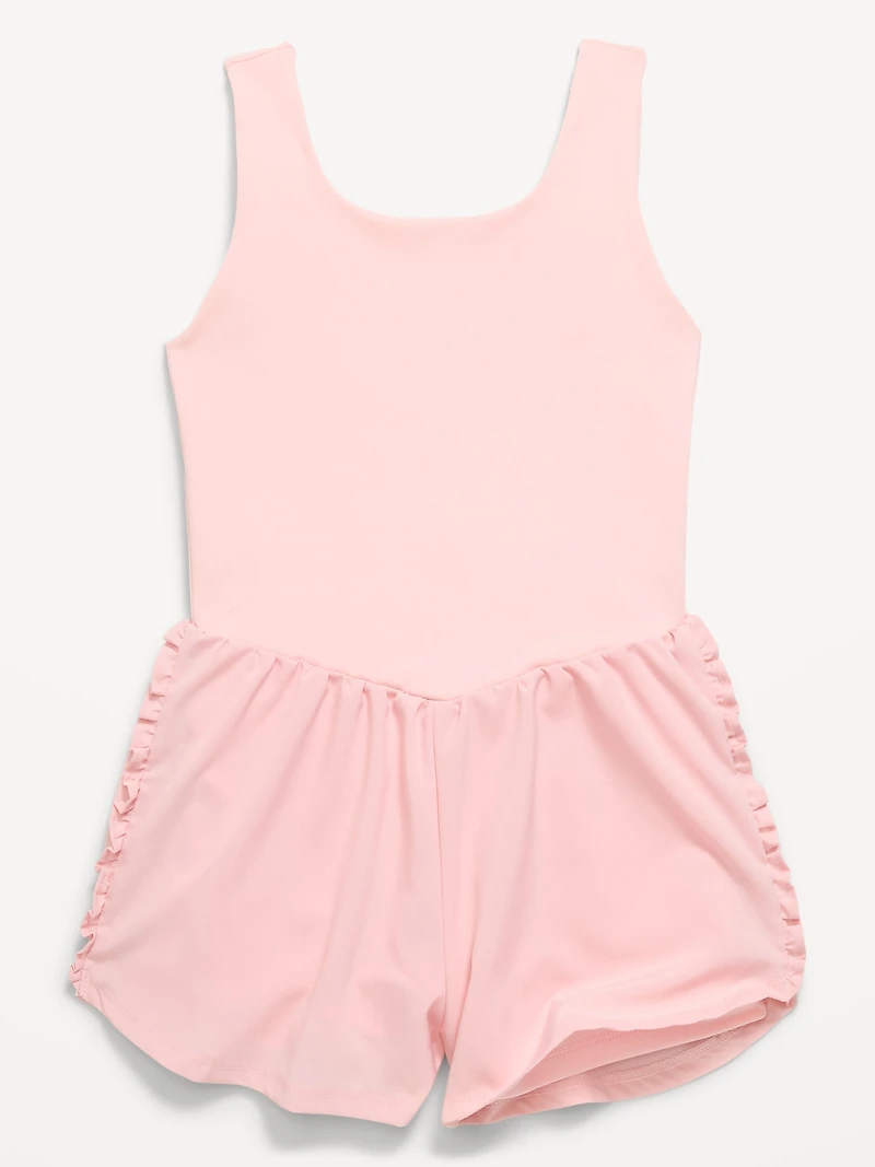 PowerChill Sleeveless Ruffle-Trim Romper for Girls