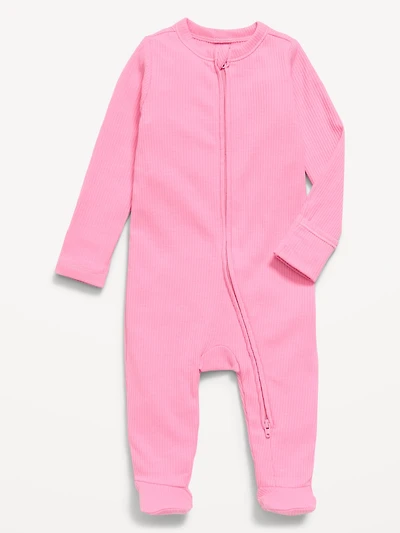 Ribbed 2-Way-Zip Sleep & Play Footed One-Piece for Baby