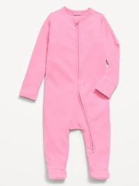 Ribbed 2-Way-Zip Sleep & Play Footed One-Piece for Baby