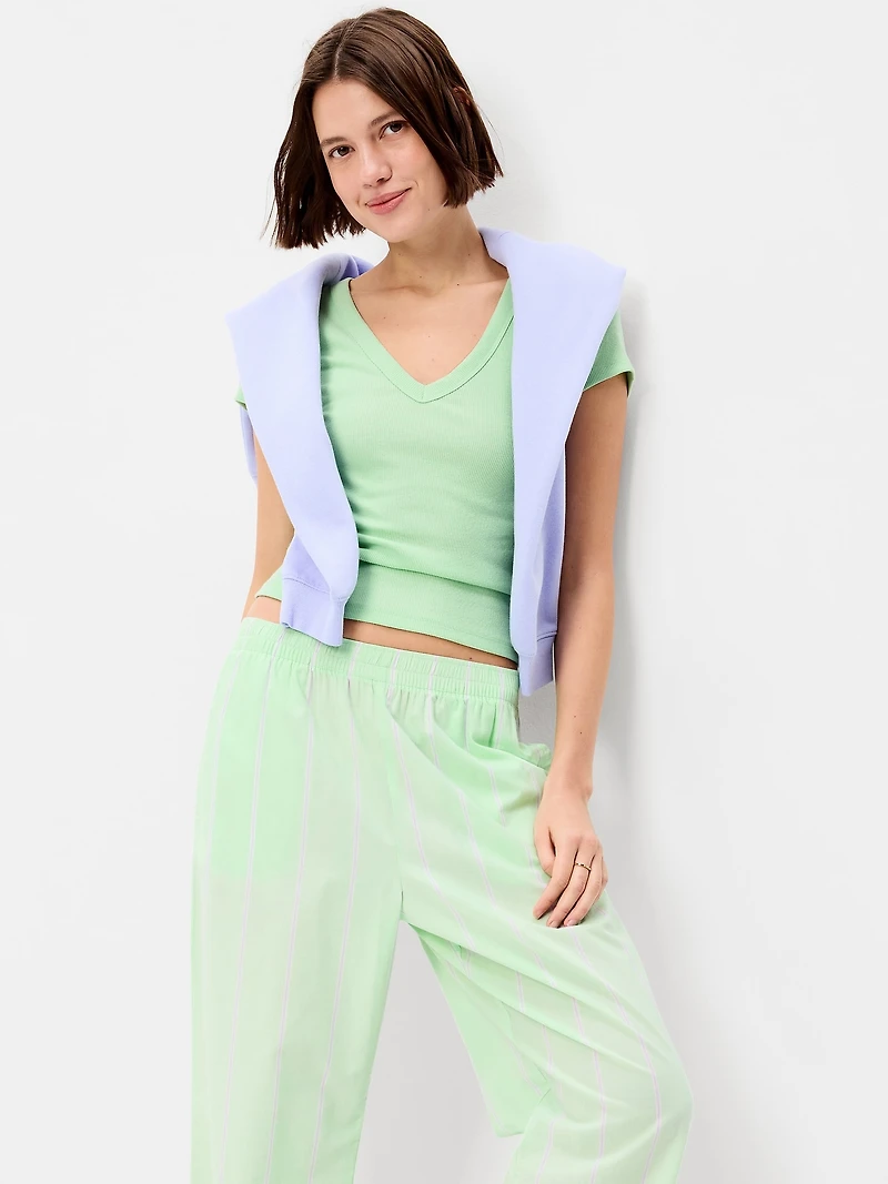 High-Waisted Poplin Pajama Pant
