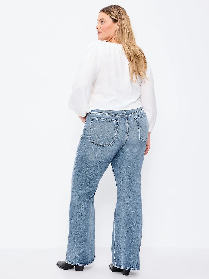 Mid-Rise Loose Boot-Cut Jeans