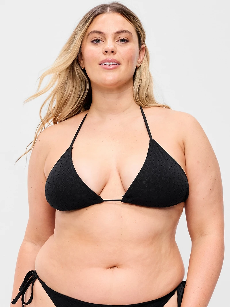 Eyelet Triangle String Bikini Swim Top