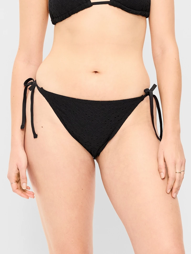 Eyelet String Bikini Swim Bottoms