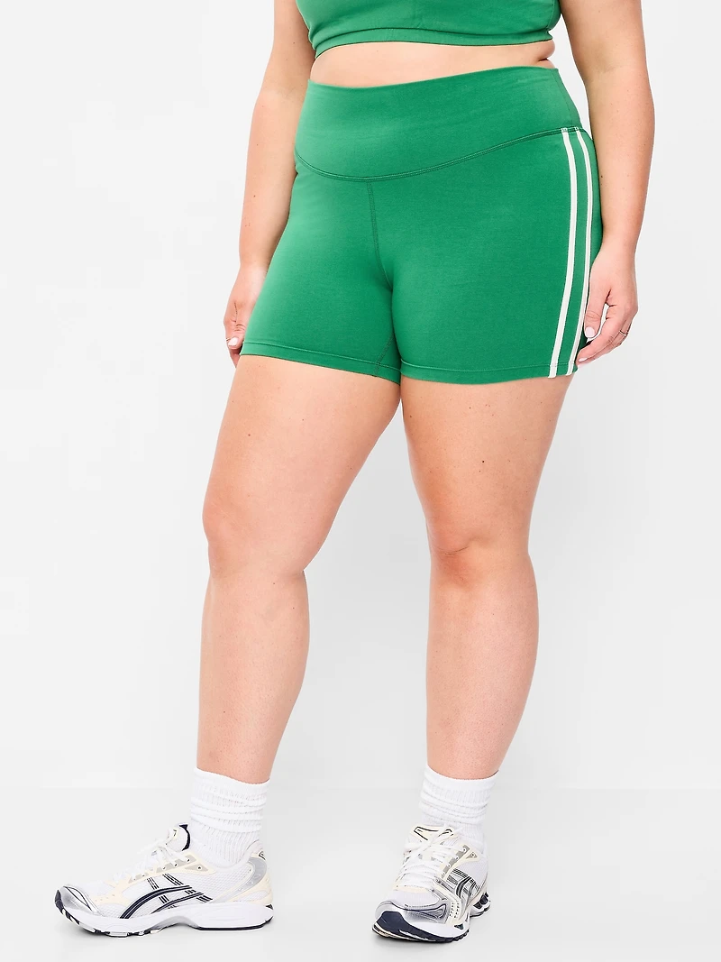 High-Waisted PowerChill Side-Stripe Biker Shorts - 5-inch inseam